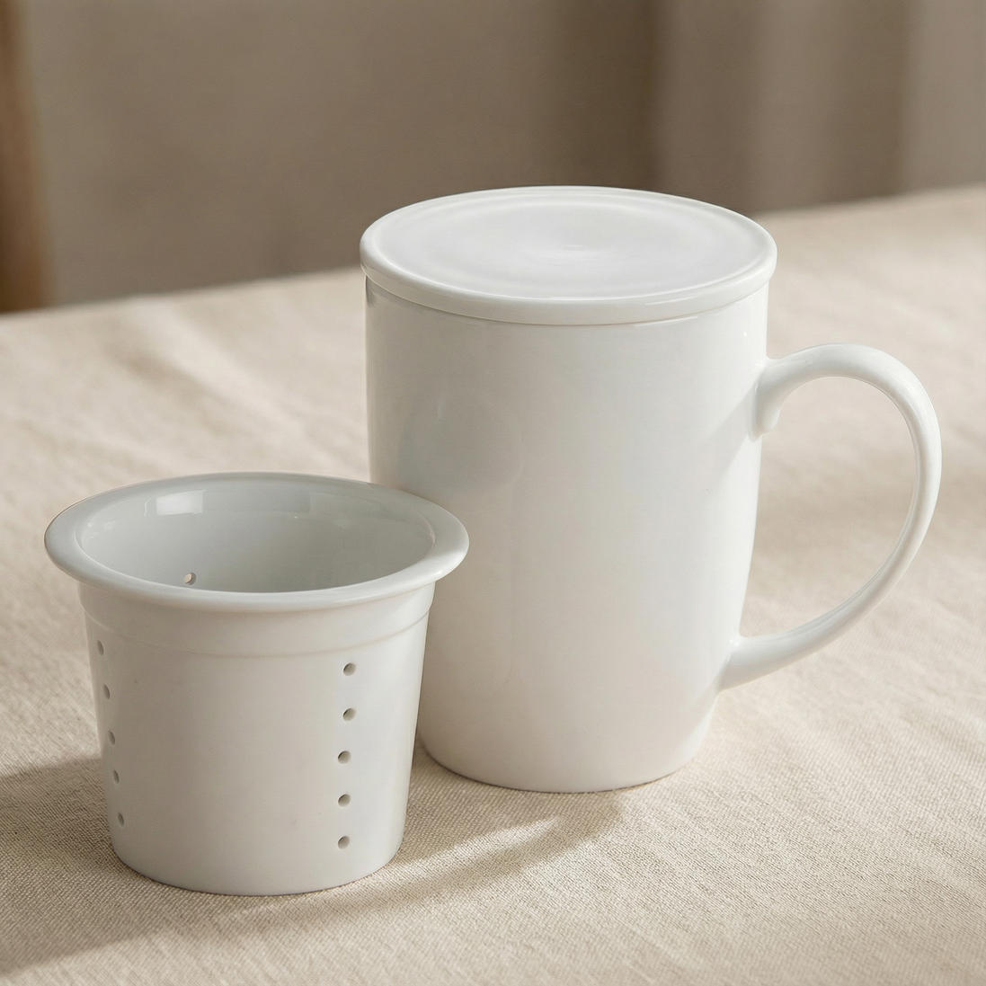 Ceramic Tea Mug with Infuser & Lid